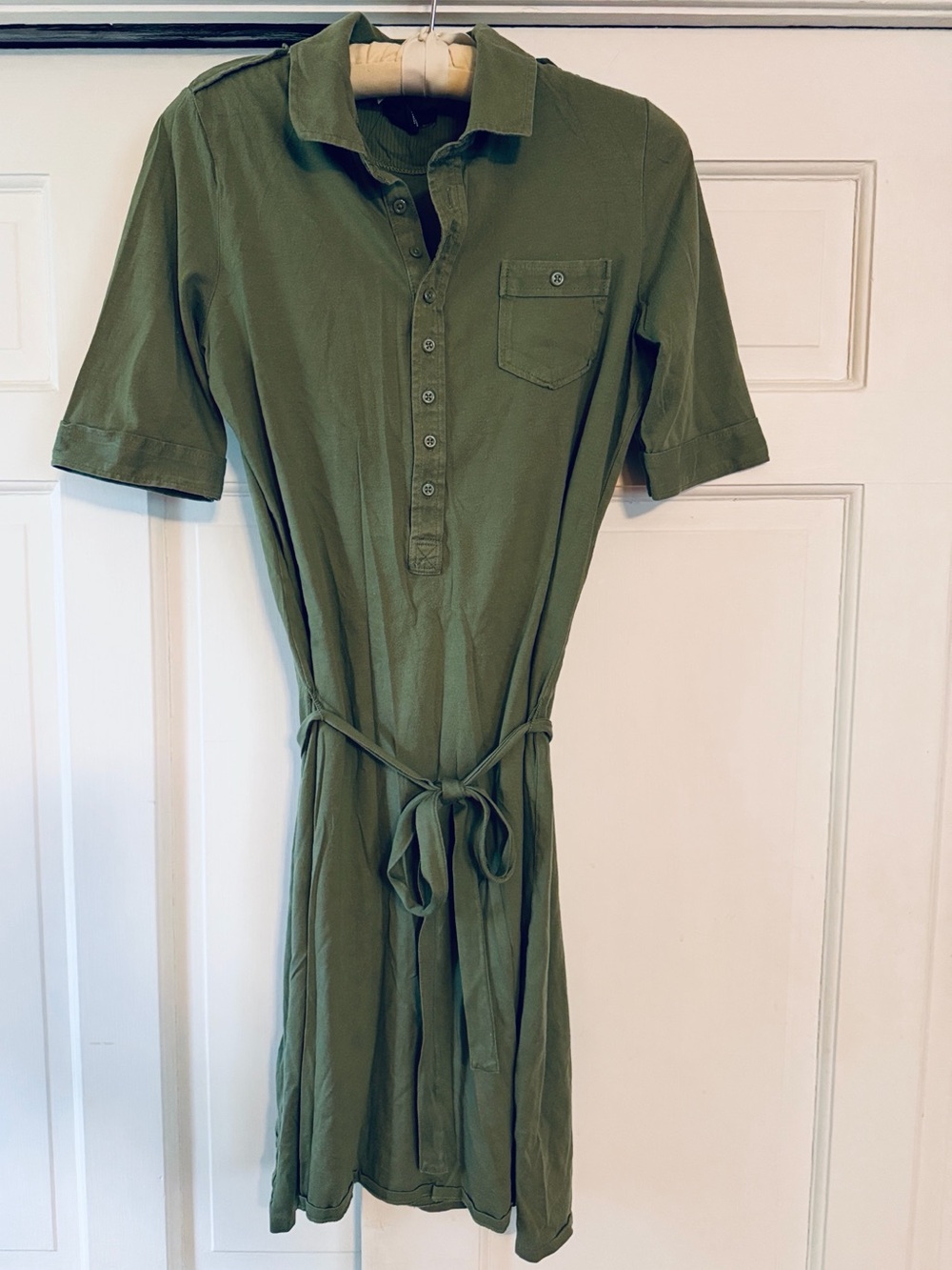 GAP Olive Green Polo Shirt Dress with Tie Waist